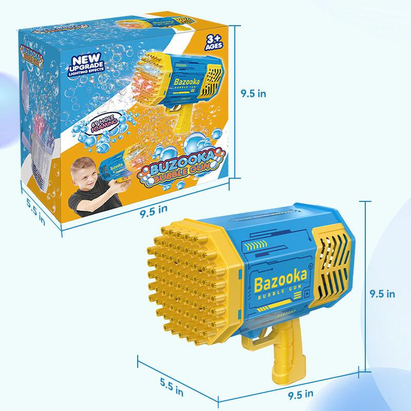 Unleash a Rainbow of Bubbles with the Professional Bubble Machine Gun - 69 Holes of Fun and Colorful Light Mayhem for Epic Outdoor Shindigs, Birthdays, and Weddings (Blue)!