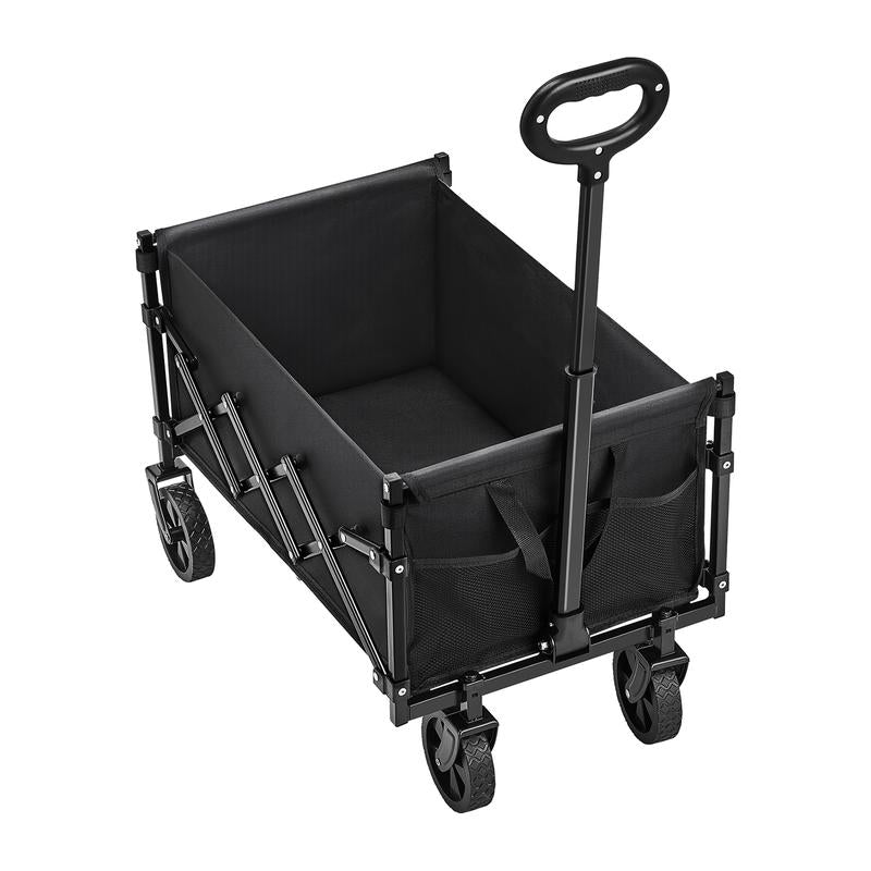 VEVOR Heavy-Duty Collapsible Wagon Cart - 120L Capacity, 225LBS Load, All-Terrain Wheels, Adjustable Handle, Portable Utility Cart for Beach, Grocery, and Garden Use