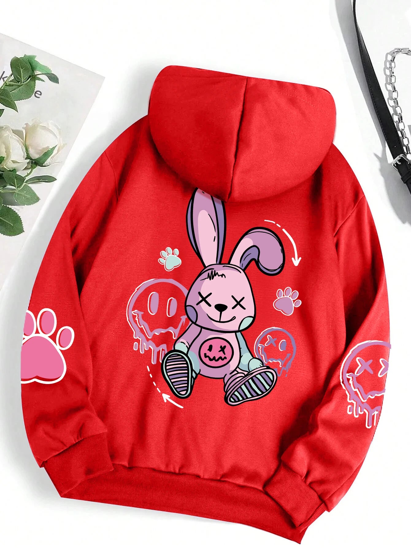 Oversized Women's Hip Hop Printed Hoodie - Casual Fleece Sweatshirt for Autumn Warmth