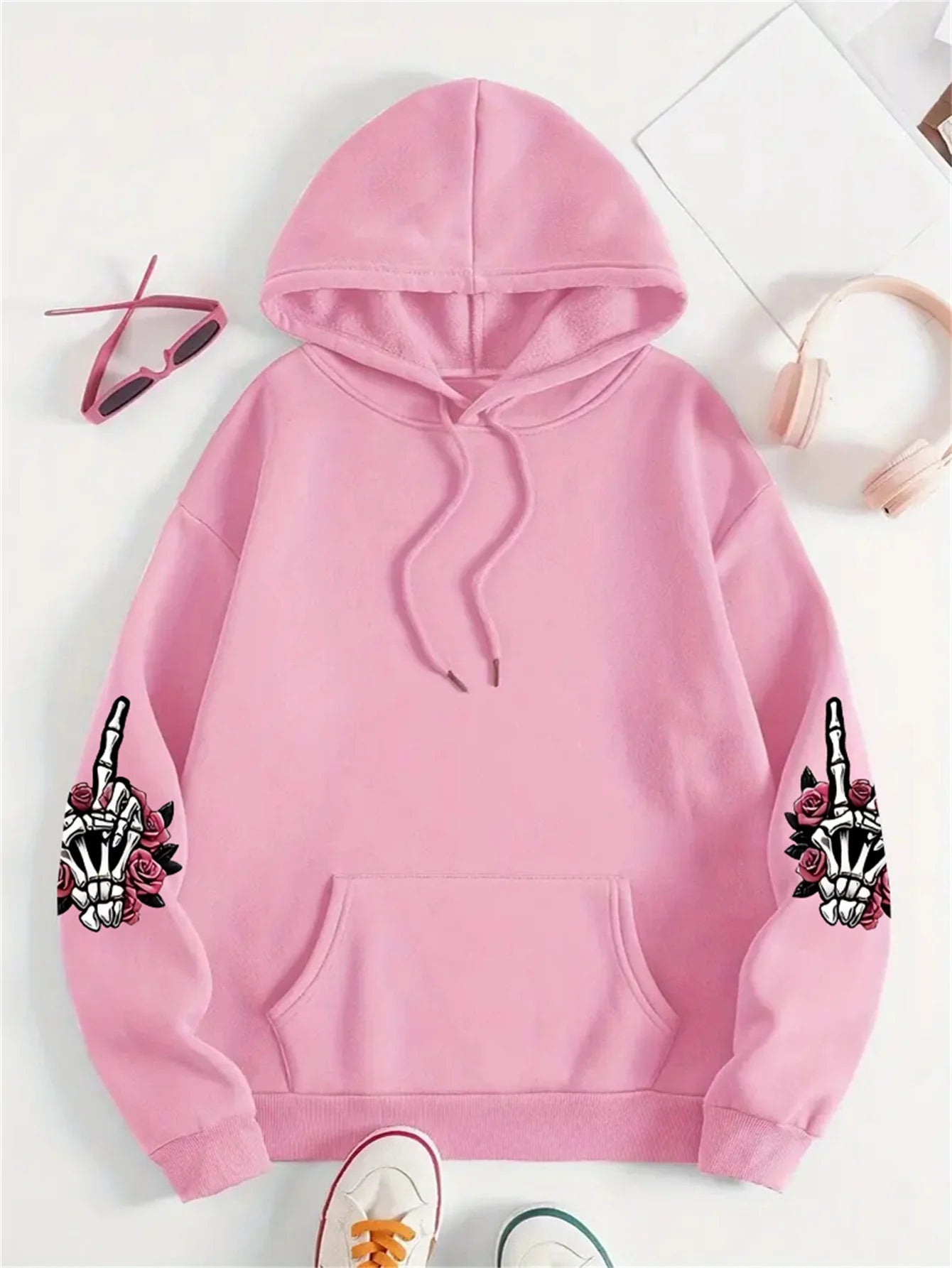 Expensive Talks Back Women's Funny Print Hoodie - Vintage Casual Pullover for Autumn/Winter Comfort