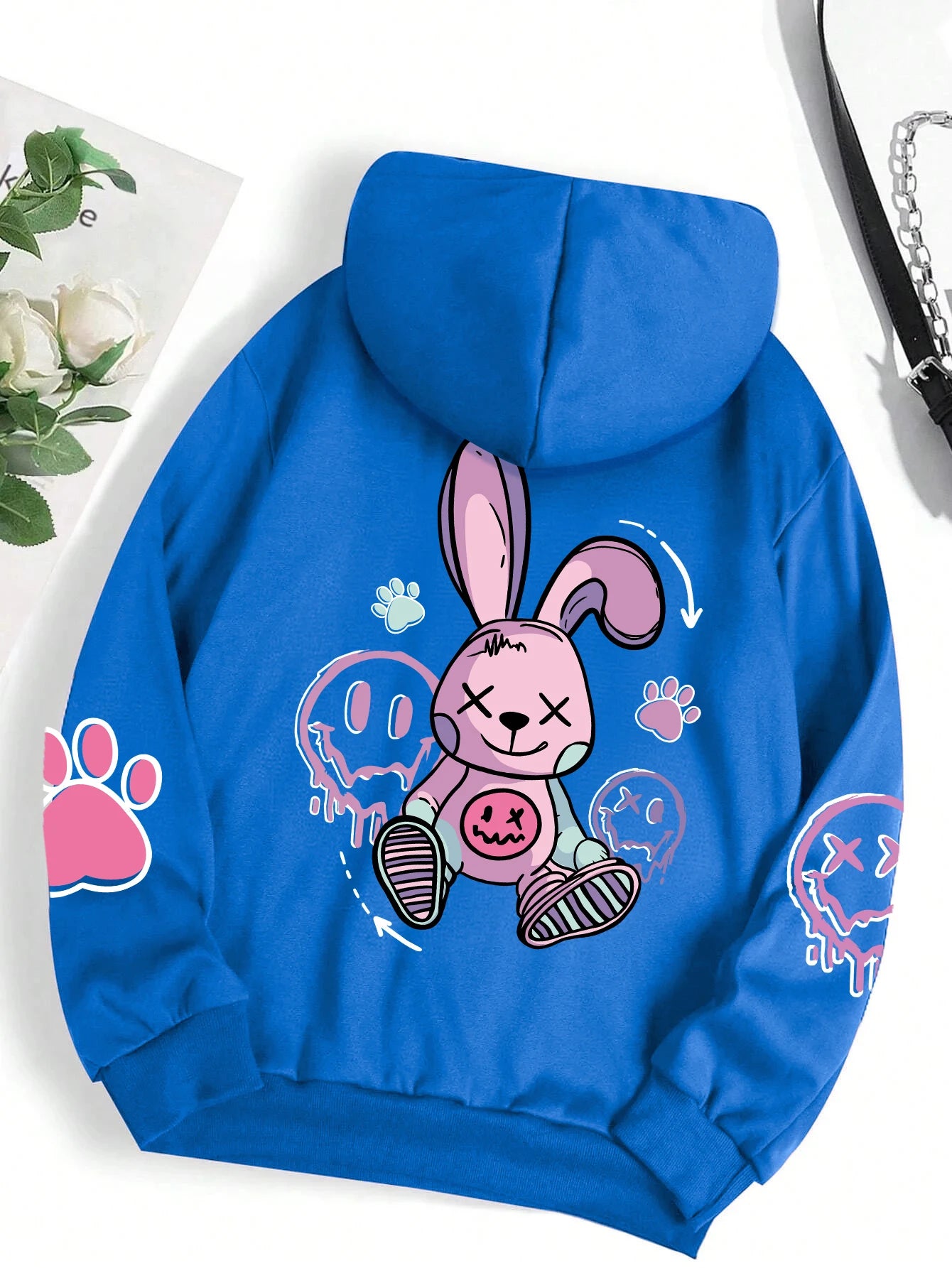 Oversized Women's Hip Hop Printed Hoodie - Casual Fleece Sweatshirt for Autumn Warmth