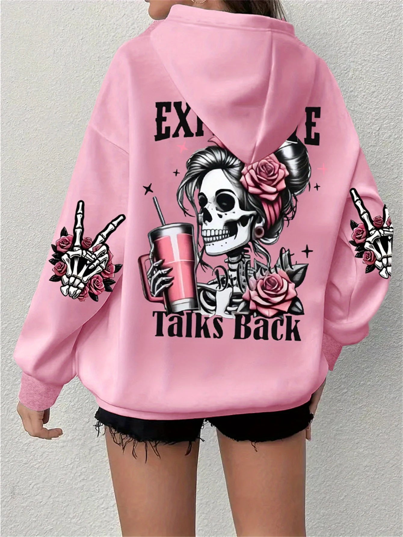 Expensive Talks Back Women's Funny Print Hoodie - Vintage Casual Pullover for Autumn/Winter Comfort