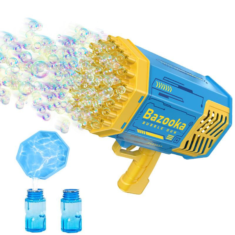 Unleash a Rainbow of Bubbles with the Professional Bubble Machine Gun - 69 Holes of Fun and Colorful Light Mayhem for Epic Outdoor Shindigs, Birthdays, and Weddings (Blue)!