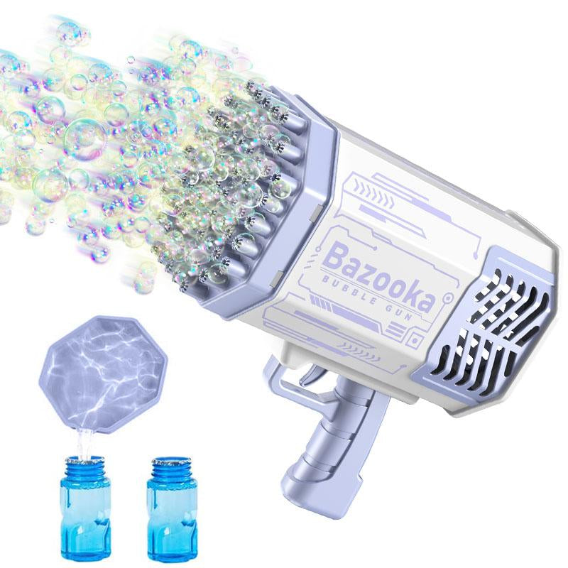 Unleash a Rainbow of Bubbles with the Professional Bubble Machine Gun - 69 Holes of Fun and Colorful Light Mayhem for Epic Outdoor Shindigs, Birthdays, and Weddings (Blue)!