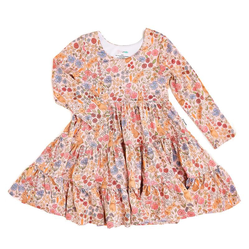 Meadow Floral Bunny Bamboo Toddler Swing Dress - Perfect for Easter Celebrations by Gigi and Max