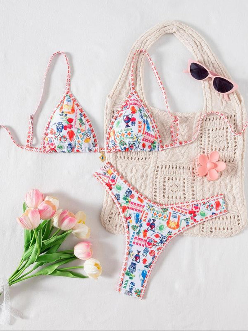 Chic Women's Leopard & Fruit Print Bikini Set - Perfect for Beach Vacations and All Seasons!
