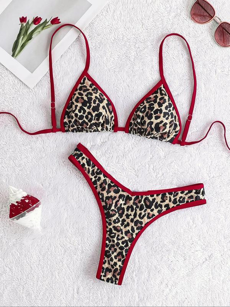 Chic Women's Leopard & Fruit Print Bikini Set - Perfect for Beach Vacations and All Seasons!