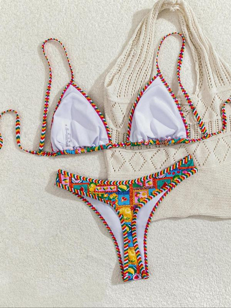 Chic Women's Leopard & Fruit Print Bikini Set - Perfect for Beach Vacations and All Seasons!