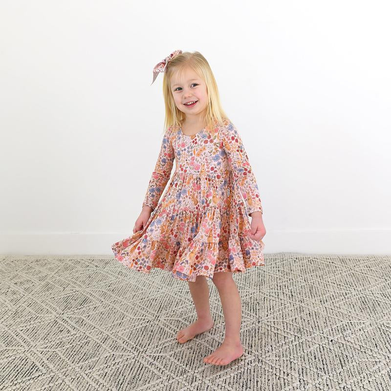 Meadow Floral Bunny Bamboo Toddler Swing Dress - Perfect for Easter Celebrations by Gigi and Max